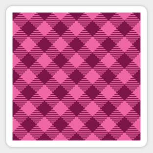 Retro Valentine's gingham check burgundy pink diagonal Sticker